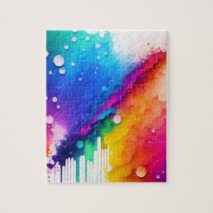 Färg Stänk Abstrakt Watercolor Pussel