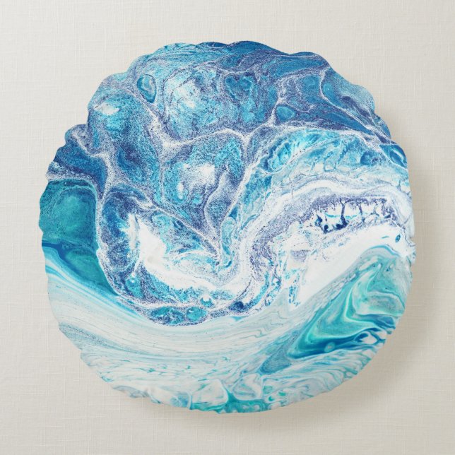 Färg Stänk: Bakgrund för akryl Abstrakt Rund Kudde (Framsidan)