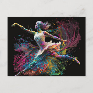 Färg Stänk Ballerina Vykort