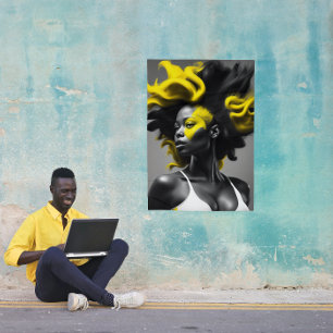 Färg Stänk Blonde på Black Hair Poster