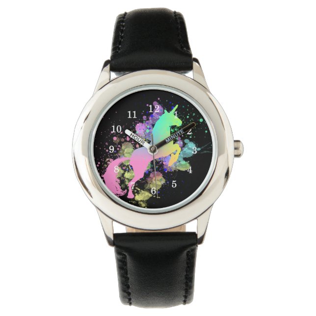 Färg Stänk Fantasy Rainbow Unicorn Armbandsur (Framsida)