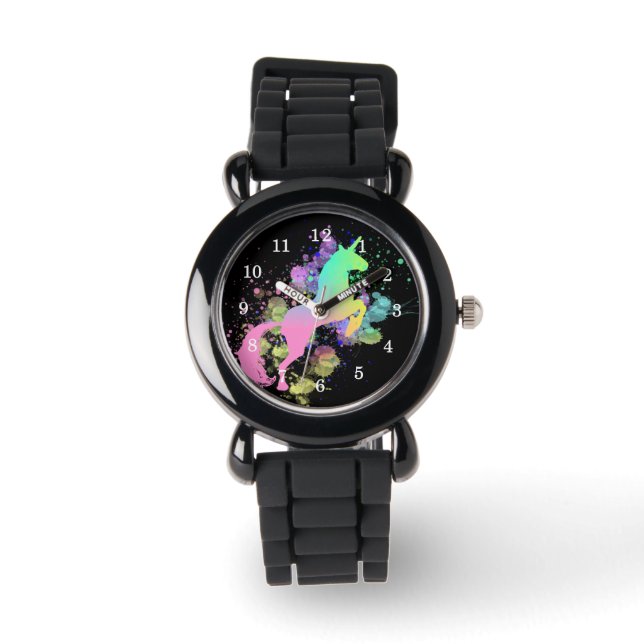Färg Stänk Fantasy Rainbow Unicorn Armbandsur (Framsida)