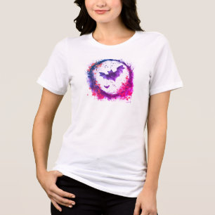 Färg Stänk Fladdermus Silhouette Halloween T-Shirt