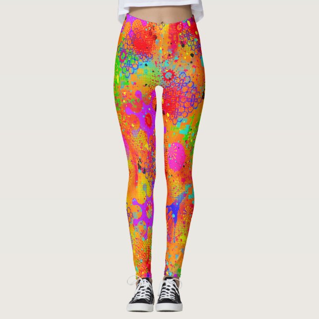 Färg Stänk Graffiti Leggings (Framsida)