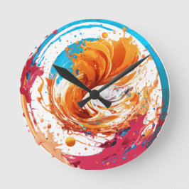 Färg Stänk Swirl - Abstrakt Modern väggklocka