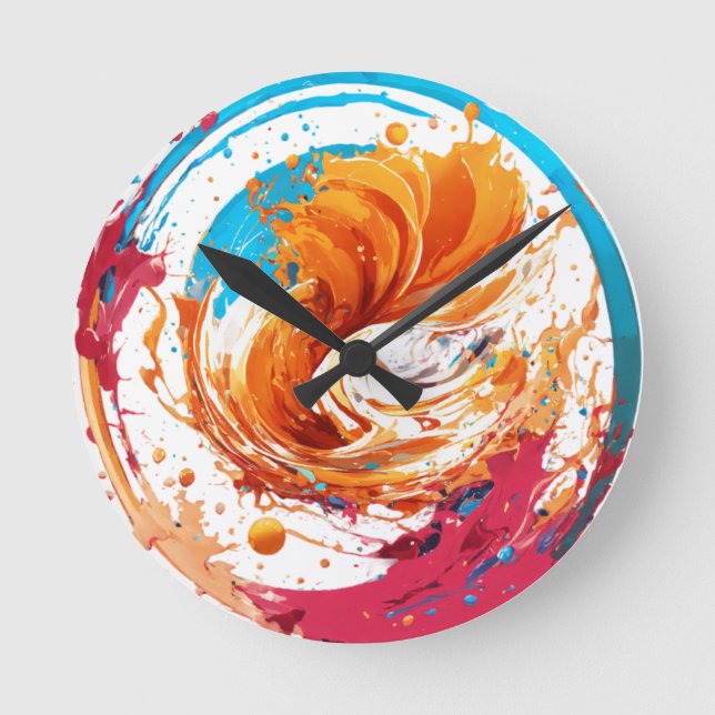 Färg Stänk Swirl - Abstrakt Modern väggklocka (Framsida)