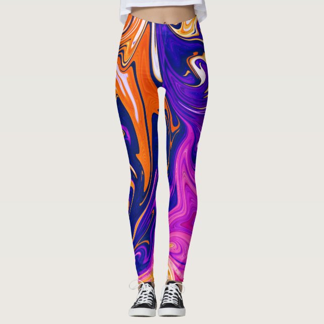 Färg Storm | Färgmålning med bästa abstrakt Leggings (Framsida)