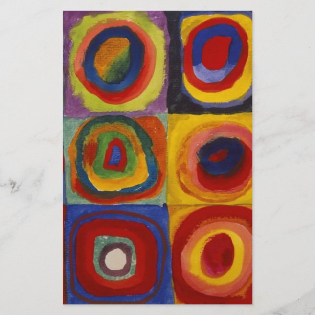 Färg-studie av fyrkantscirklar brevpapper (Framsida)