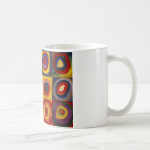 Färg-studie av fyrkantscirklar kaffemugg