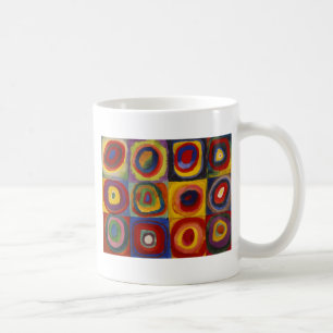 Färg-studie av fyrkantscirklar kaffemugg