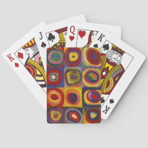 Färg-studie av fyrkantscirklar spel kort