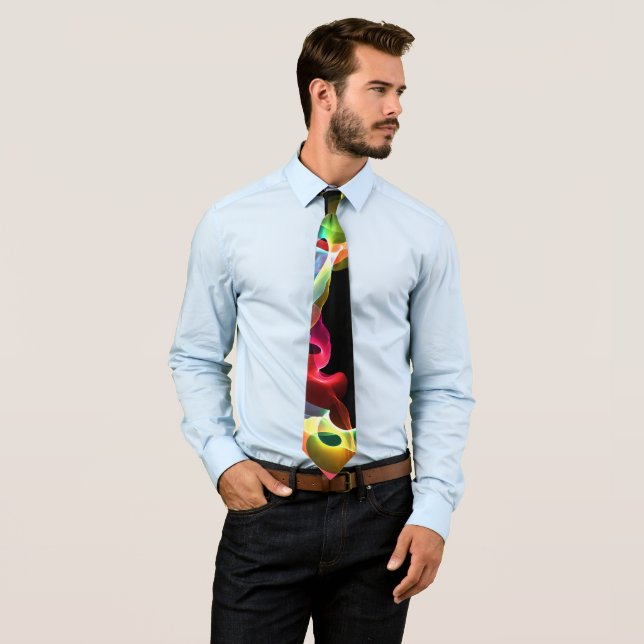 Färg Swirl Abstrakt på Black Neck Tie Slips (In Situ)