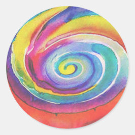 Färg Swirl Classic Round Sticker Runt Klistermärke