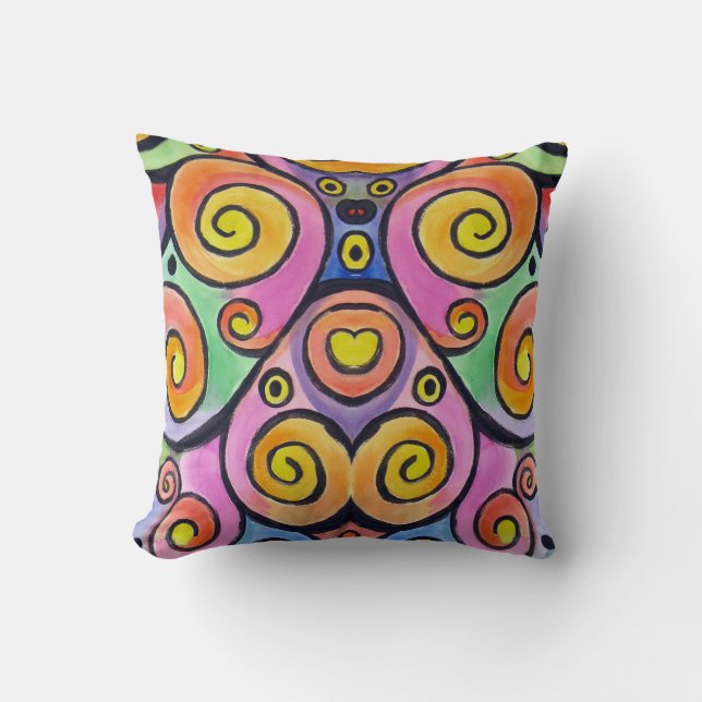 Färg Swirls Abstrakt Watercolor Art Pillow Kudde (Framsida)