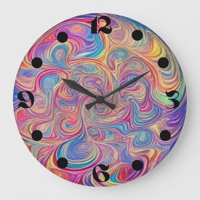 Färg Swirls Clock Stor Klocka (Framsida)