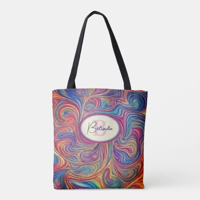 Färg Swirls Tote Bag Tygkasse (Baksida)