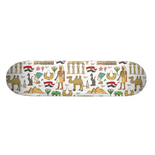 Färg symboler av Egypten Mönster Old School Skateboard Bräda 21,6 Cm