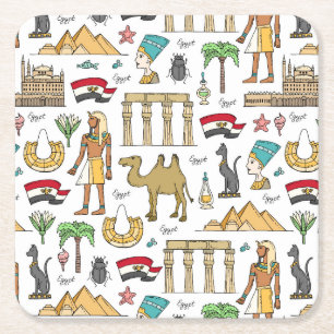Färg-symboler för Egypten Mönster Underlägg Papper Kvadrat