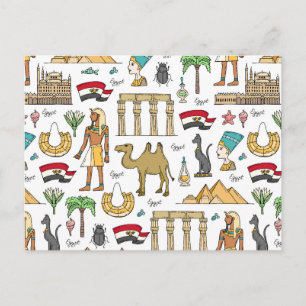 Färg-symboler för Egypten Mönster Vykort