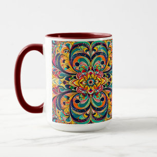 Färg Symfoni Mandala – Djärva Psychedeliska Blommo Mugg
