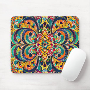 Färg Symfoni Mandala – Djärva Psychedeliska Blommo Musmatta