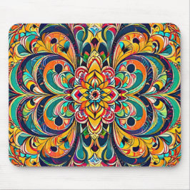 Färg Symfoni Mandala – Djärva Psychedeliska Blommo Musmatta