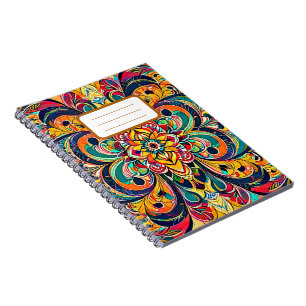 Färg Symfoni Mandala – Djärva Psykedeliska Blommor Anteckningsbok