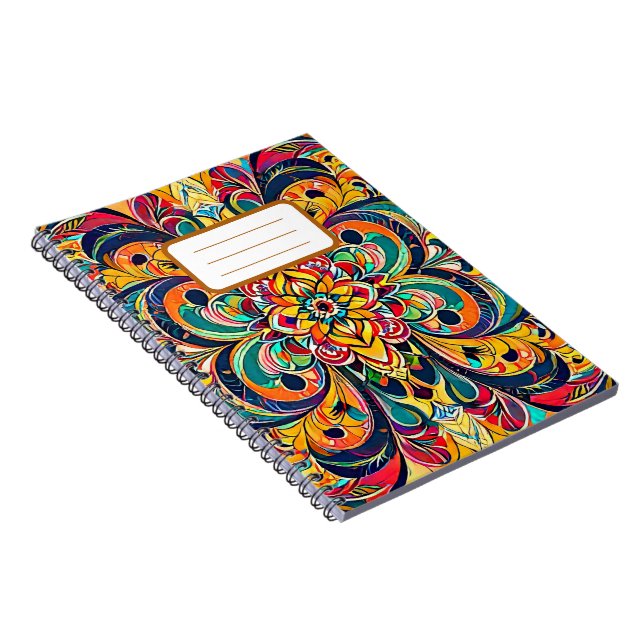 Färg Symfoni Mandala – Djärva Psykedeliska Blommor Anteckningsbok (Högra Sidan)
