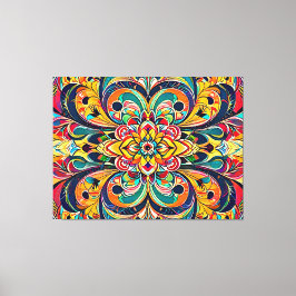 Färg Symfoni Mandala – Djärva Psykedeliska Blommor Canvastryck