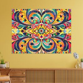 Färg Symfoni Mandala – Djärva Psykedeliska Blommor Canvastryck