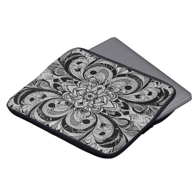 Färg Symfoni Mandala – Djärva Psykedeliska Blommor Laptop Fodral (Framsida topp)