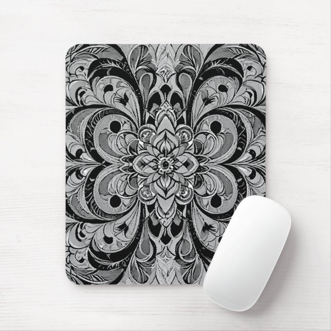 Färg Symfoni Mandala – Djärva Psykedeliska Blommor Musmatta (Med mus)