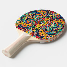 Färg Symfoni Mandala – Djärva Psykedeliska Blommor Pingisracket