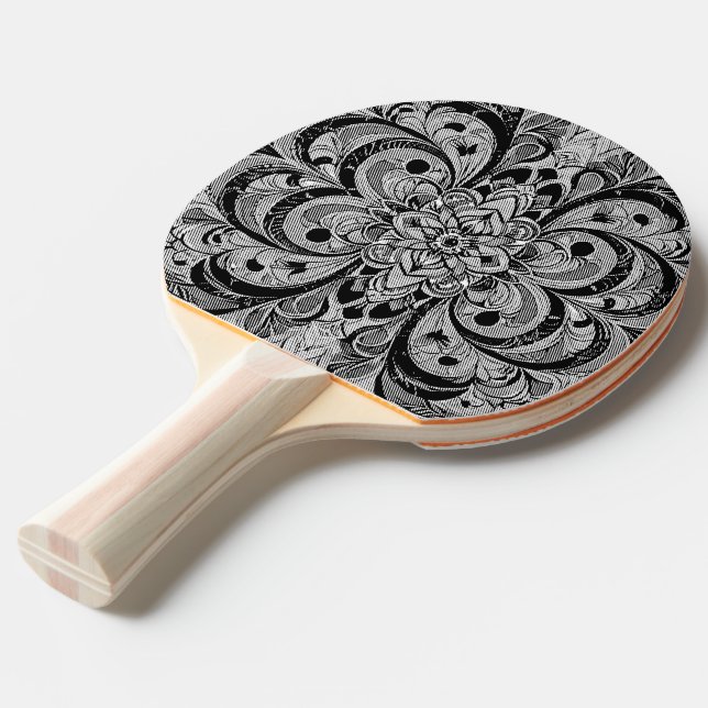 Färg Symfoni Mandala – Djärva Psykedeliska Blommor Pingisracket (Frontvinkel)