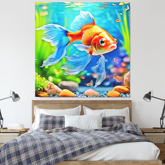 Färg Tank Goldfish Design Canvastryck (Insitu (sovrum))