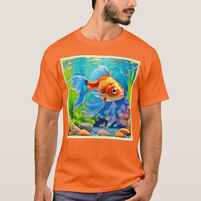 Färg Tank Goldfish Design T Shirt (Framsida)