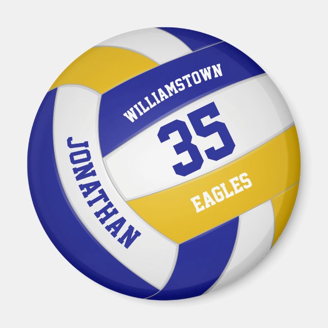 färg-teamet i den blå skolan i guld ger volleyball magnet (Framsidan)