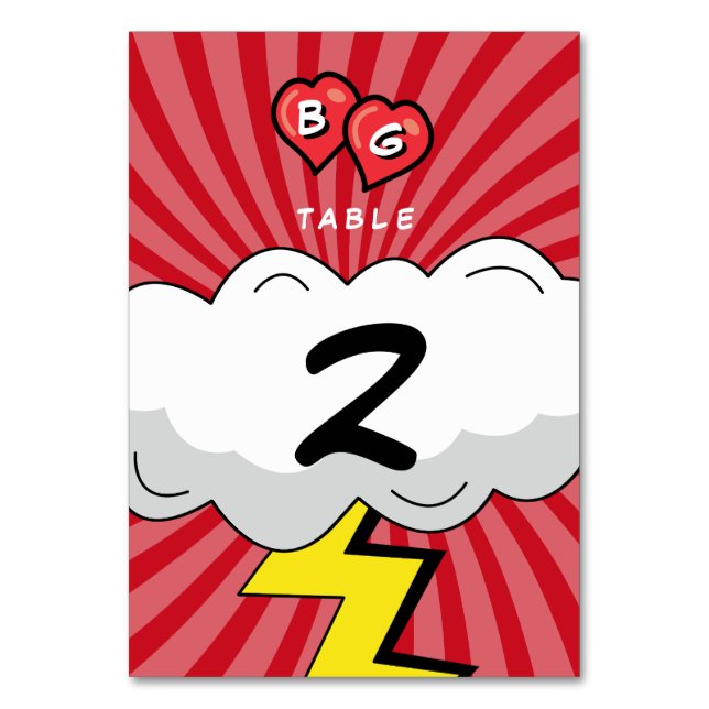 Färg Tecknad Bok Pop Art Bröllop Bordsnummer (Framsidan)