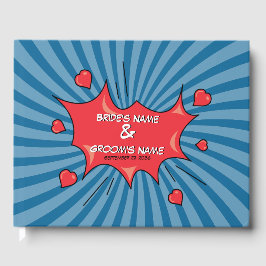 Färg Tecknad Bok Pop Art Bröllop Guest Bok