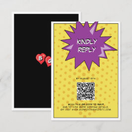 Färg Tecknad Bok Pop Art Bröllop Tilläggskort