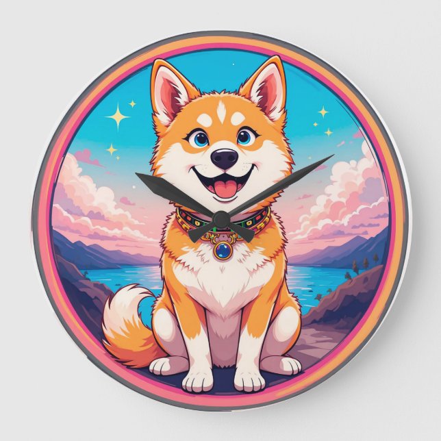 Färg tecknad-stil-design för kute-valster stor klocka (Framsida)