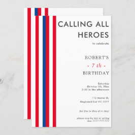 Färg Tecknader Inspired SuperHero Födelsedagsfest Inbjudningar