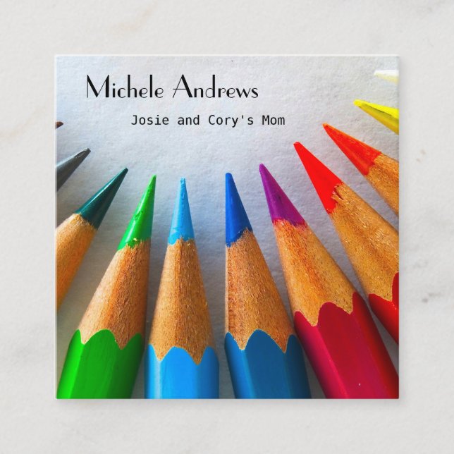 Färg-text för uppspelningsdatumkort för Mamma Fyrkantigt Visitkort (Framsida)