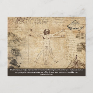 Färg/text Vitruvian Man Leonardo da Vinci Art Vykort