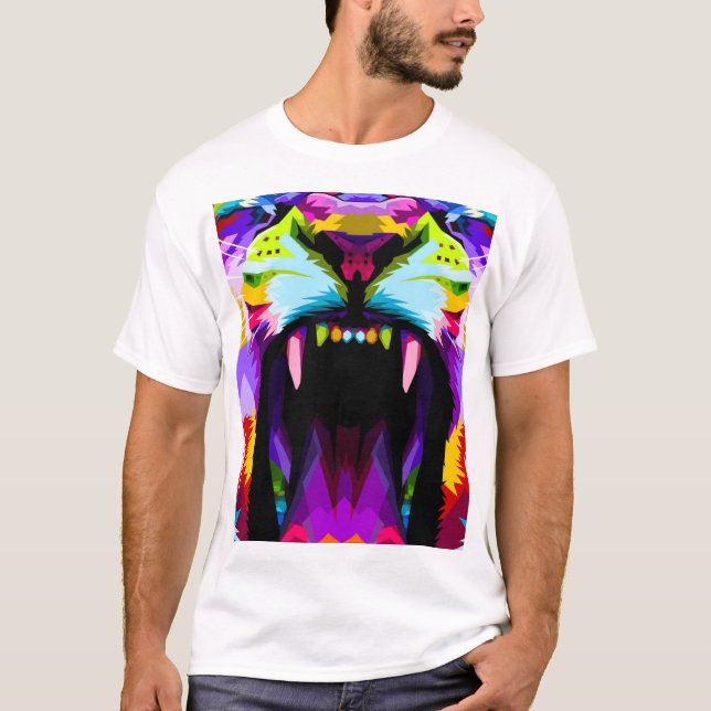 Färg Tiger Roar T Shirt (Framsida)