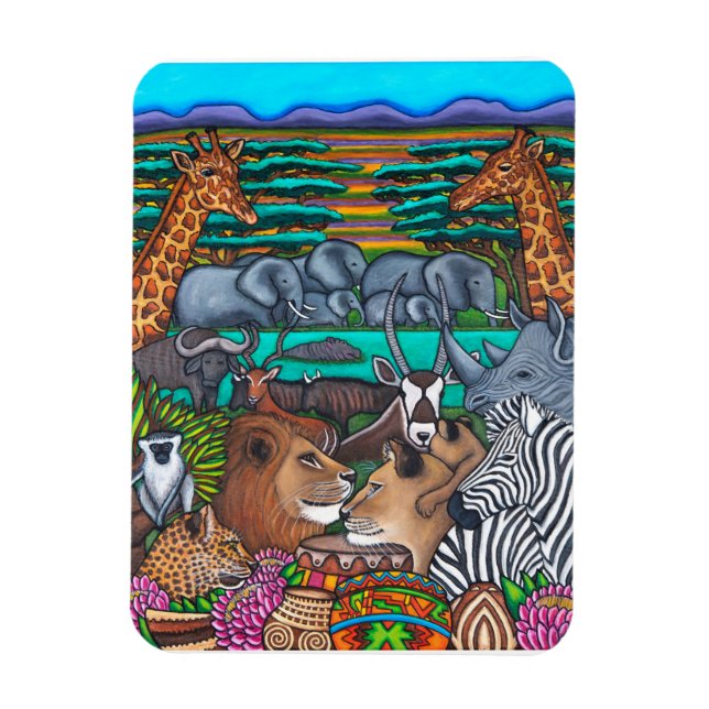 Färg till Afrika Safari Magnet (Vertikal)