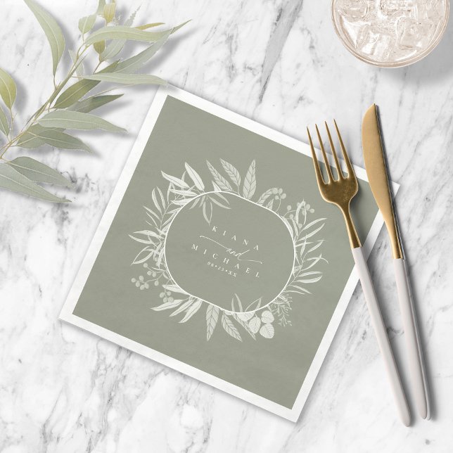 Färg Tones Eucalyptus Bröllop WANAN Grn ID901 Pappersservett (Skapare uppladdad)