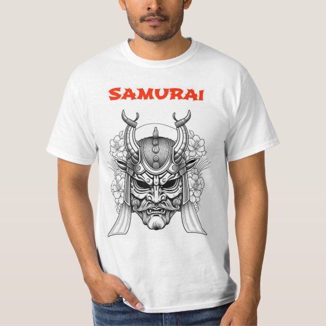 Färg T's Samurai mask manga Craft T Shirt (Framsida)