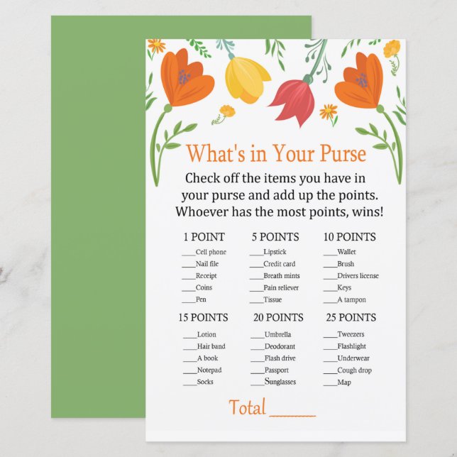 Färg tulpaner Vad är det i ditt handväska? (Fram/baksida)