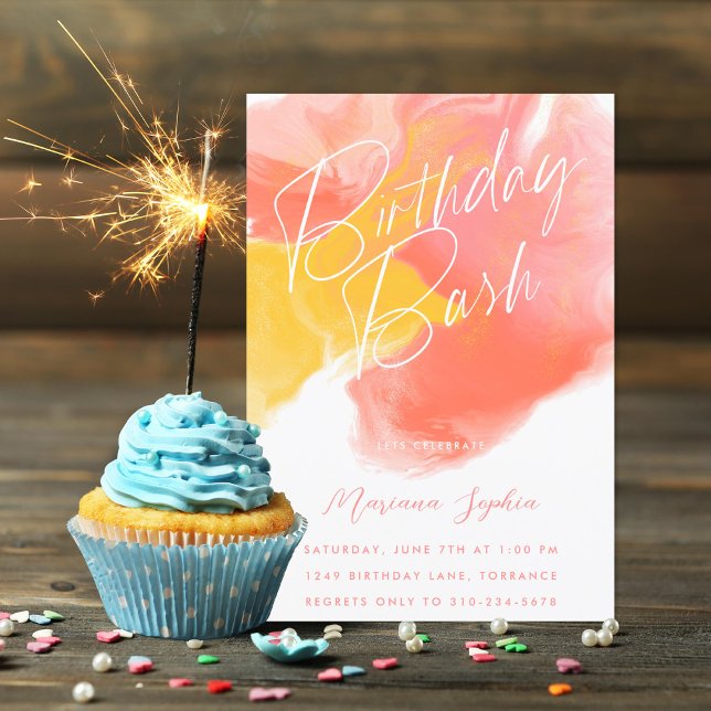 Färg Tvättar Födelsedagsfest inbjudan (Skapare uppladdad)